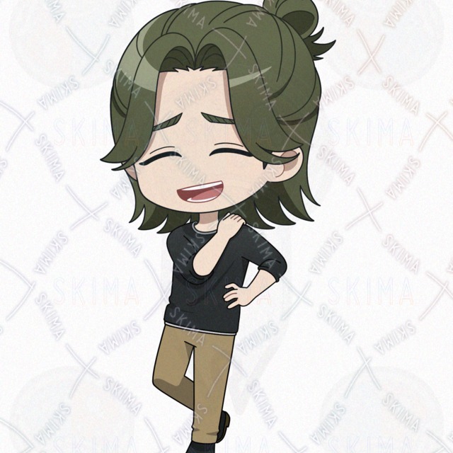 【表情８種】緑髪ハーフアップのミニキャラくんの商品画像8枚目