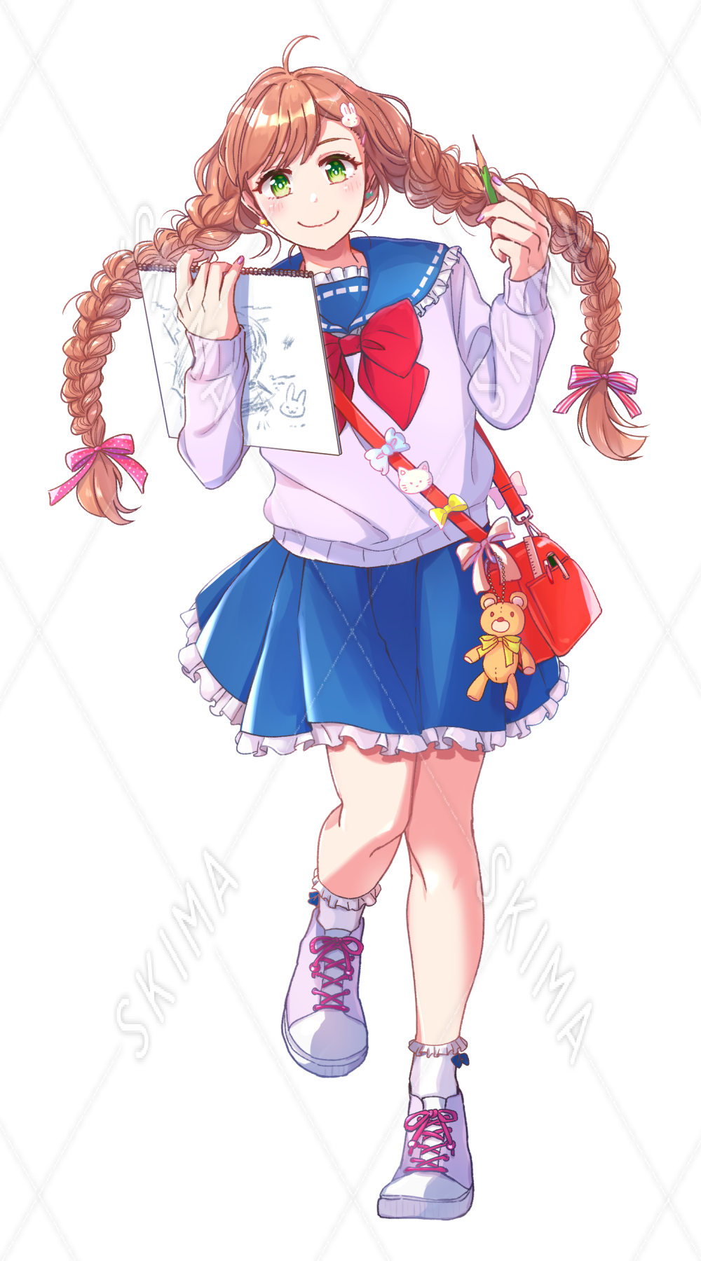 01 スケッチブックを持ったセーラー服女子 スキマ スキルのオーダーメイドマーケット Skima