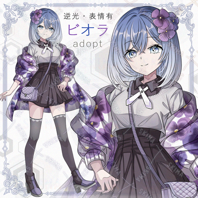 Backlight & 6 kinds of facial expressions] Girl with viola motif [Transparent PNG]. 的商品圖片