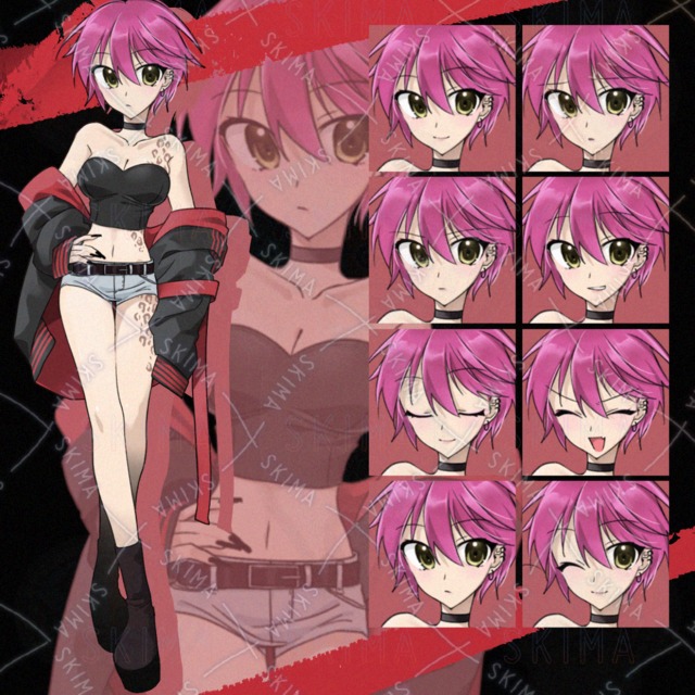 Image of Pink-haired girl with tattoos