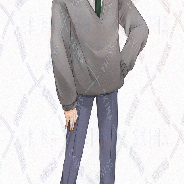 남고생【표정 4종】안경차이 있음 상품 이미지 8번째