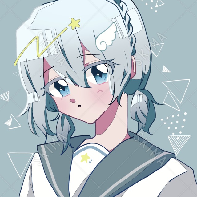 【アイコン】羽のピンを付けた水色の女の子