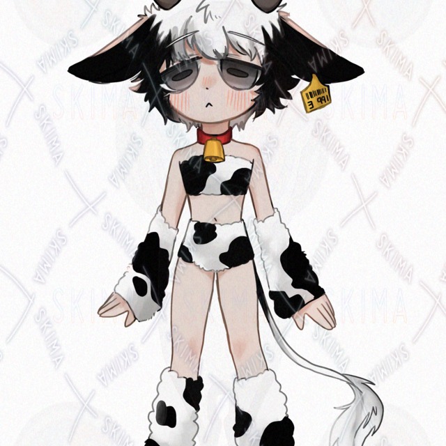 젖소 새끼 서 있는 그림【표정 차이 6종 상품 이미지 2번째