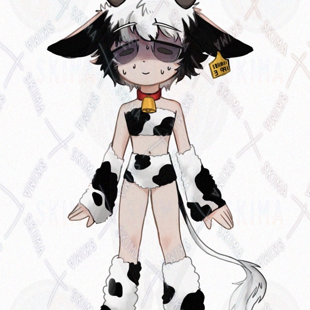 젖소 새끼 서 있는 그림【표정 차이 6종 상품 이미지 5번째