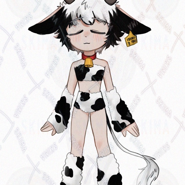 젖소 새끼 서 있는 그림【표정 차이 6종 상품 이미지 7번째