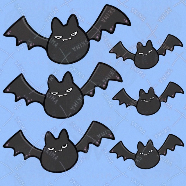 Image of A round bat (6 types of expressions)