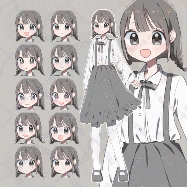 Image of braided child (usu. with three or more braids)