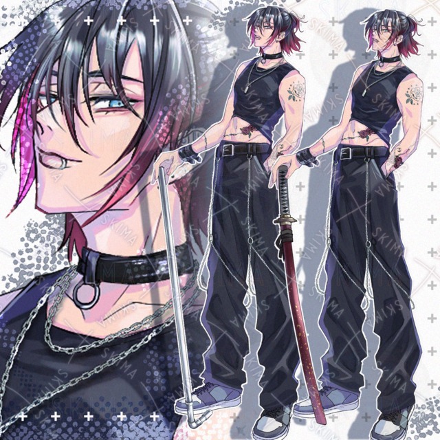 Half-up man [9 expressions + iron pipe, Japanese sword]. 的商品圖片