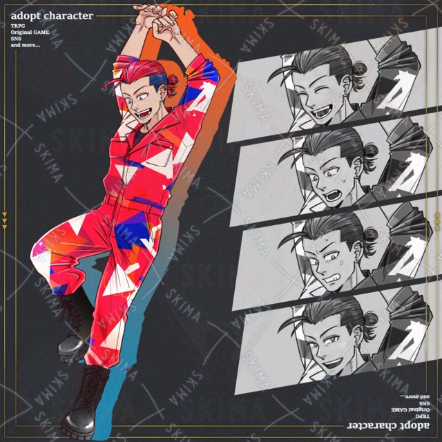 5 types of facial expressions] Man in a flashy pieced together shirt 的商品圖片