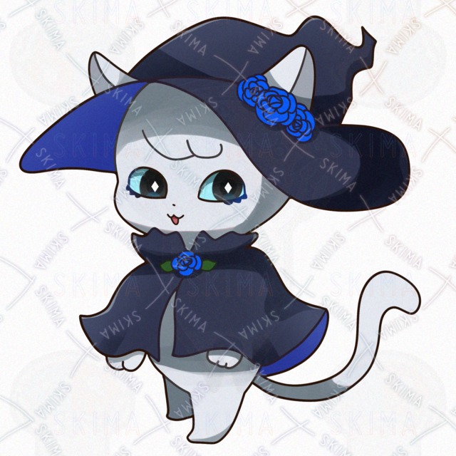 【ドット絵立ち絵付き】青い薔薇モチーフの猫魔女のキャラクター【表情差分8点＋杖】の商品画像5枚目