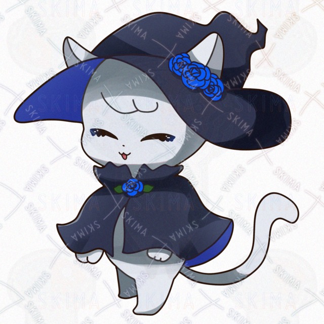 【ドット絵立ち絵付き】青い薔薇モチーフの猫魔女のキャラクター【表情差分8点＋杖】の商品画像6枚目