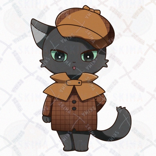 【ドット絵立ち絵付き】探偵風の黒猫のオリジナルキャラクター【表情差分９点】の商品画像5枚目