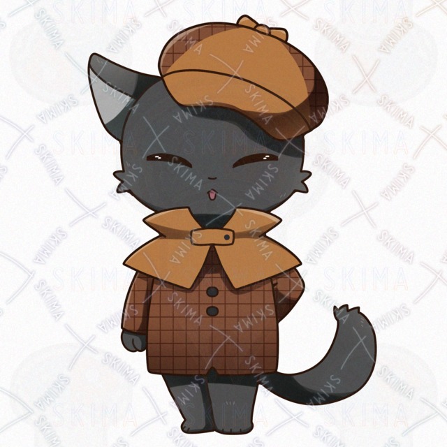 【ドット絵立ち絵付き】探偵風の黒猫のオリジナルキャラクター【表情差分９点】の商品画像6枚目