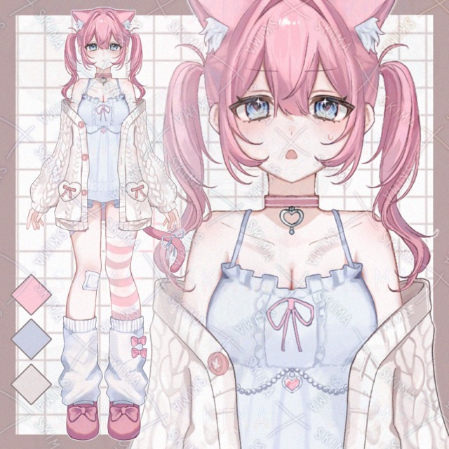 Cat-Eared Girl – 9 Facial Expressions + Cardigan Option 的商品圖片