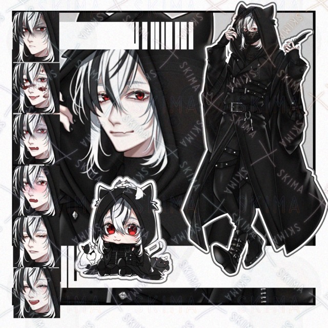 SD Character Standing Illustration: Black & White-Haired Boy (7 Expressions) 的商品圖片