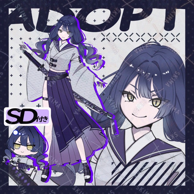 セーラー和服/猫目/日本刀【表情9種類+SD】の商品画像