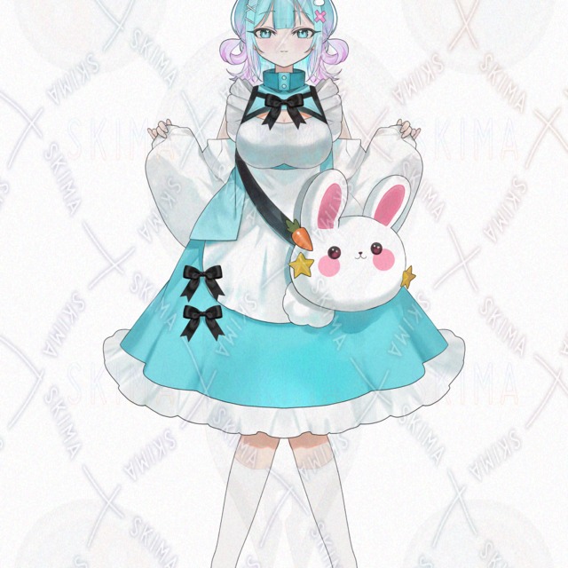 Light Blue Maid Character Portrait with Rabbit Mascot 的商品圖片第 2 張