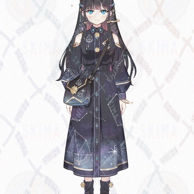 Starry Sky Motif Girl Stand-Alone Illustration / Celestial Fantasy Character 的商品圖片第 2 張