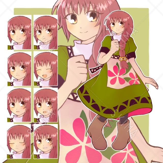 おさげの女の子(表情差分8種)