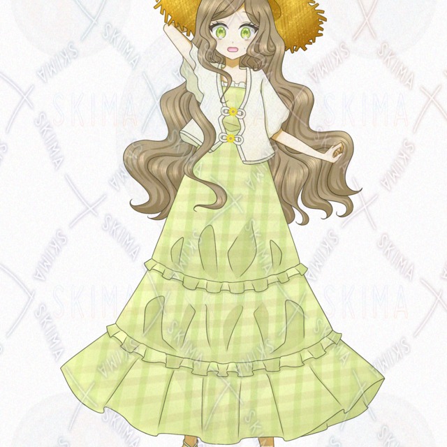 かぎ編みカーディガンと夏色ワンピースの少女＊表情差分7種（通常+差分6種）の商品画像6枚目