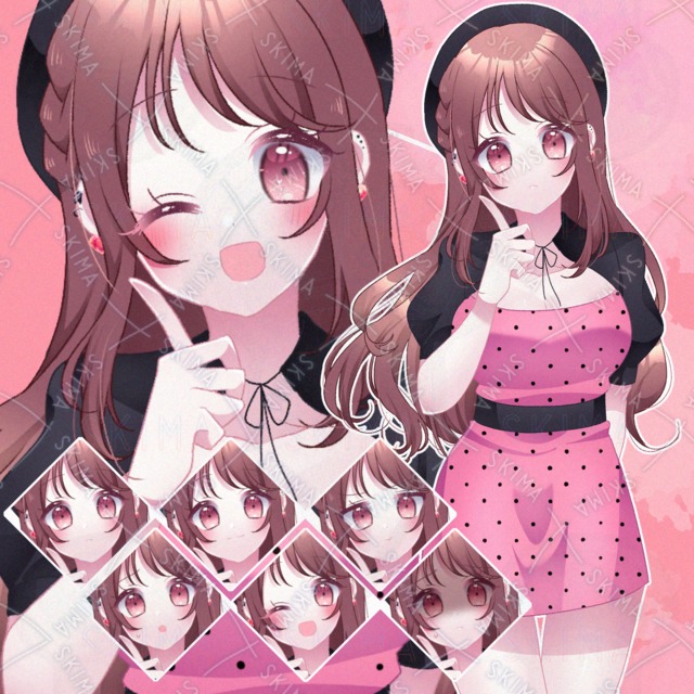 Image of Pink Polka-Dot Dress Lady