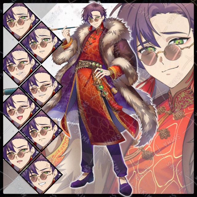 キセルを持った中華服の男【表情8種】の商品画像