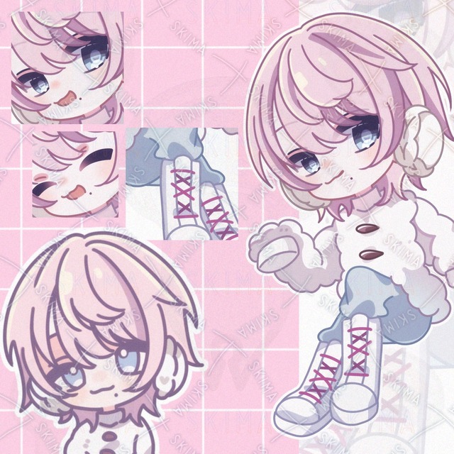 Deformed Illustration Set: 8 Expression Variations + Mini Character [066] 的商品圖片