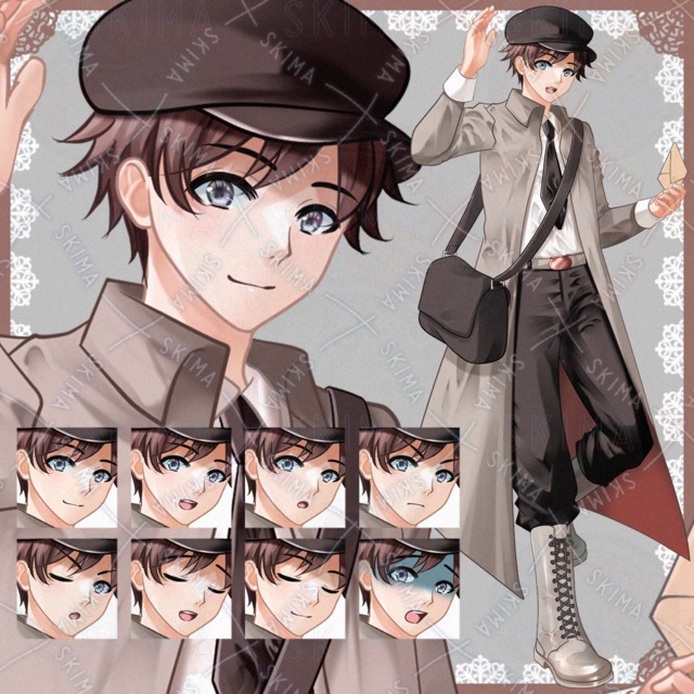 郵便配達員のお兄さん　 表情8種