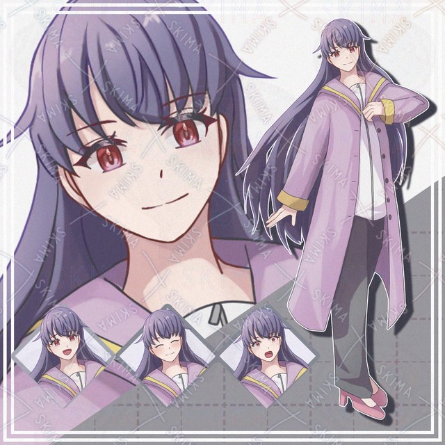 10 Expressions: Purple-Haired Long-Coat Girl Standing Illustration 的商品圖片