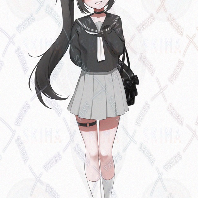 黒髪でかサイドテールカラスちゃん【表情差分5種 ＋ 翼・芋差分、SD付き】の商品画像2枚目