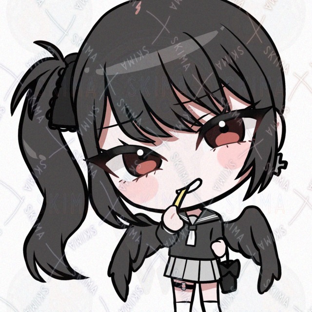 黒髪でかサイドテールカラスちゃん【表情差分5種 ＋ 翼・芋差分、SD付き】の商品画像11枚目