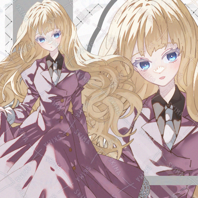 制服　女性　女の子　現代ファンタジー　学生　金髪　ロング　表情差分ありの商品画像