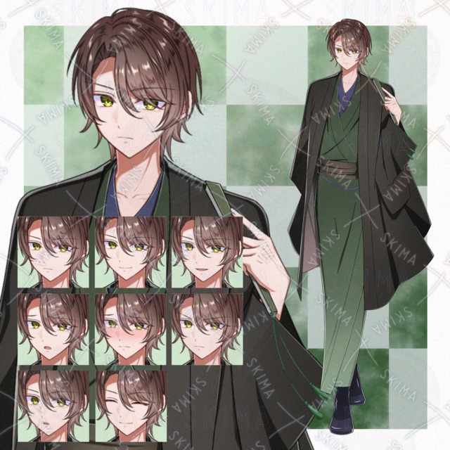 Image of 8 Expression Variations – Male Character Standing Illustration