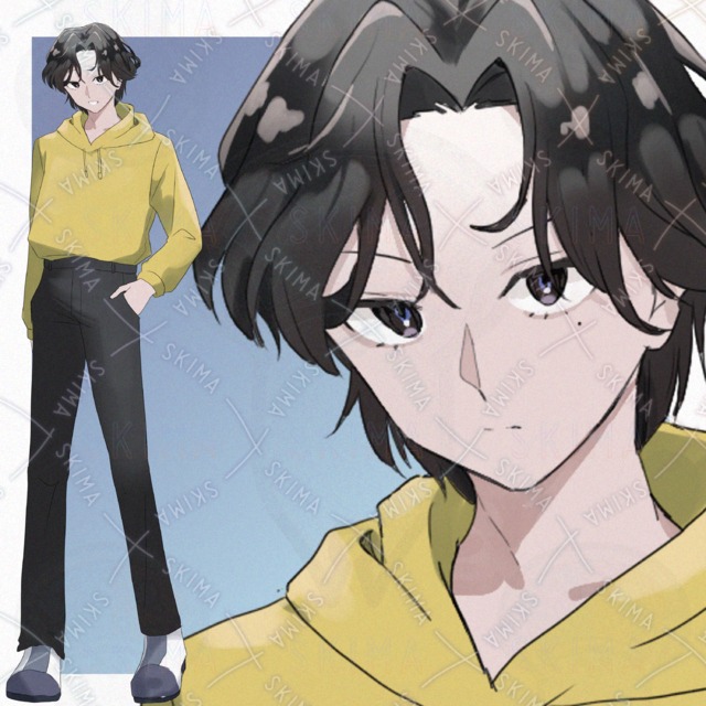 노란색 후드티를 입은 청년 상품 이미지