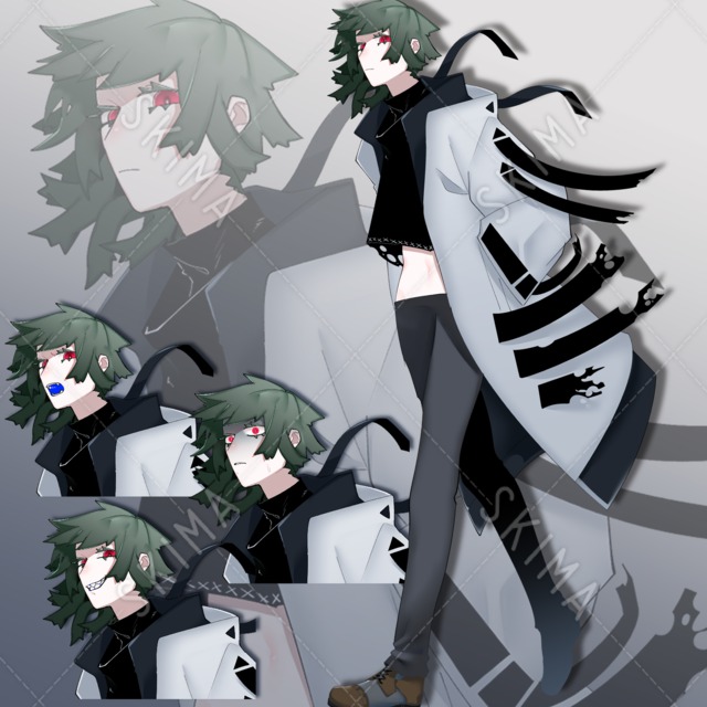 【立ち絵】中性的なキャラクター表情差分4つ