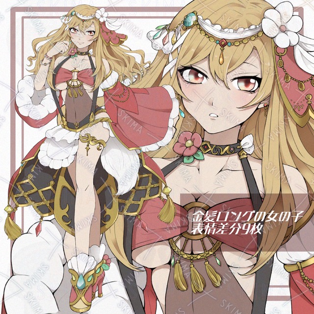 Blonde-Haired Girl with Long Hair – 9 Expression Variations 的商品圖片