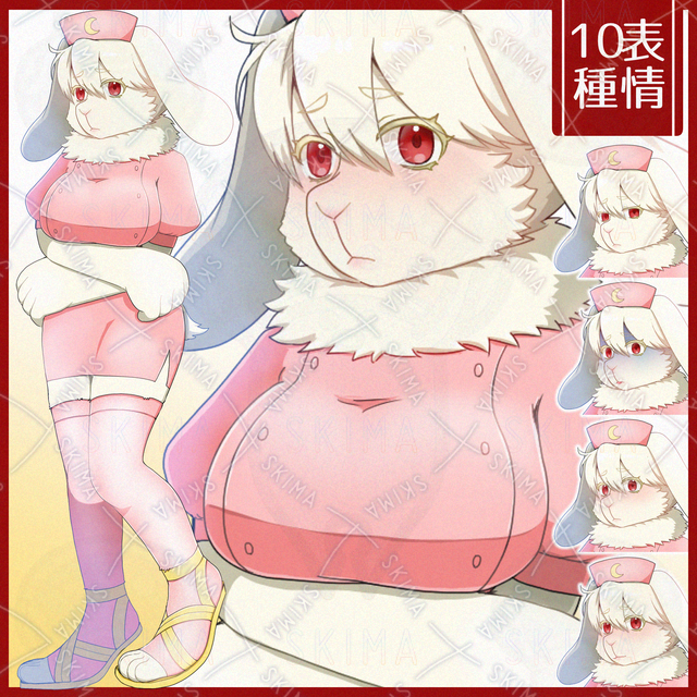 Image of White Rabbit Furry Nurse [10 Expressions]