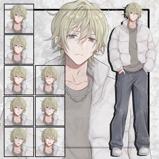 캐주얼한 남성 서 있는 그림 표정 8종 상품 이미지