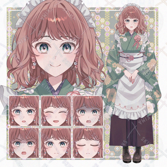 Image of 7 Expressions Japanese Maid Girl