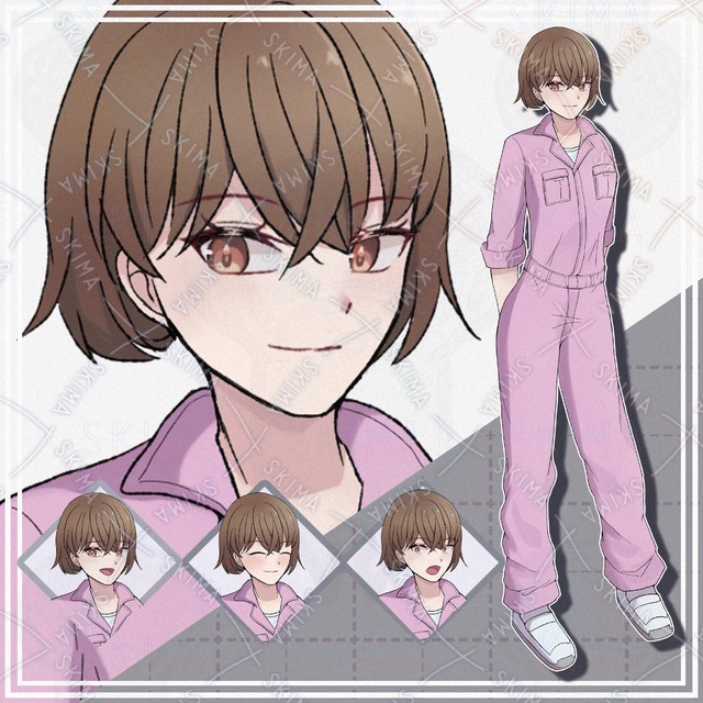 Image of 10 Expressions: Girl in Overalls Standing Illustration