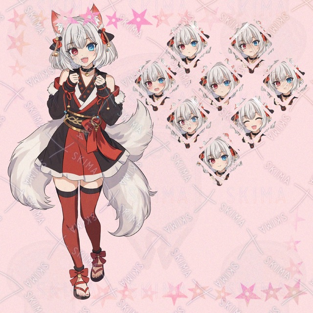 Image of Fox Girl TRPG/Streaming Character Sprite (9 Expression Variations) - Pre-Made Illustration