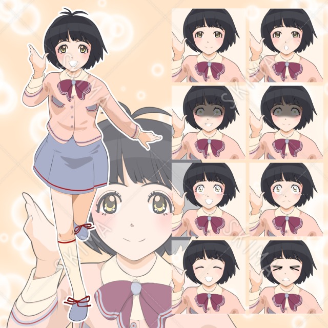 【全身】片手をあげて駆け寄る女の子