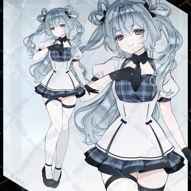 水色ロングヘアの女の子【表情6種】