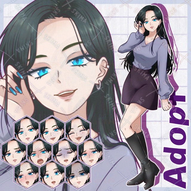 Image of 10 Expressions: Cool Black-Haired Girl