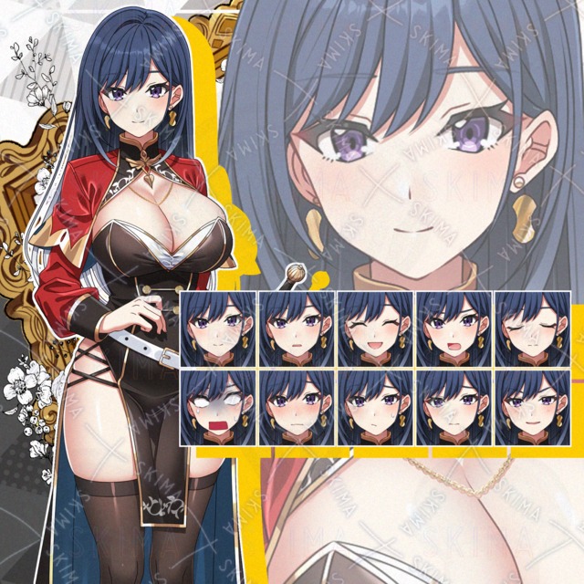 【表情10種】セクシーな編み上げドレスのキッチリお姉さん剣士