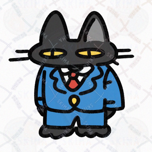 Image of Anthropomorphic Black Cat Office Worker