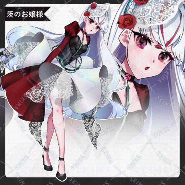 빨간 장미 드레스를 입은 아가씨 상품 이미지