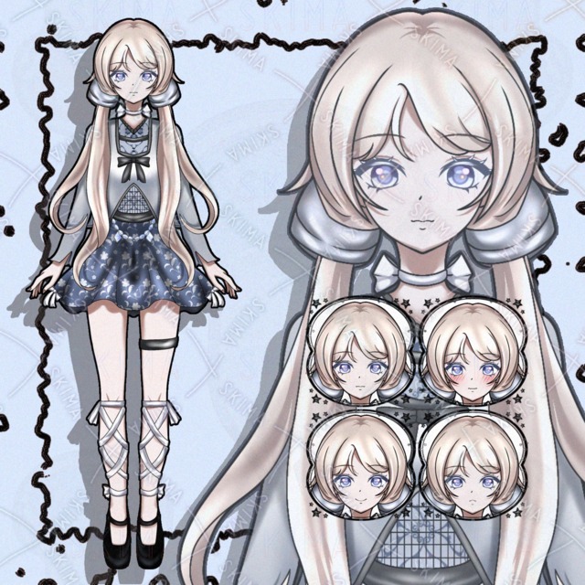 표정 4종류】밝은 청색 계열의 여성 상품 이미지