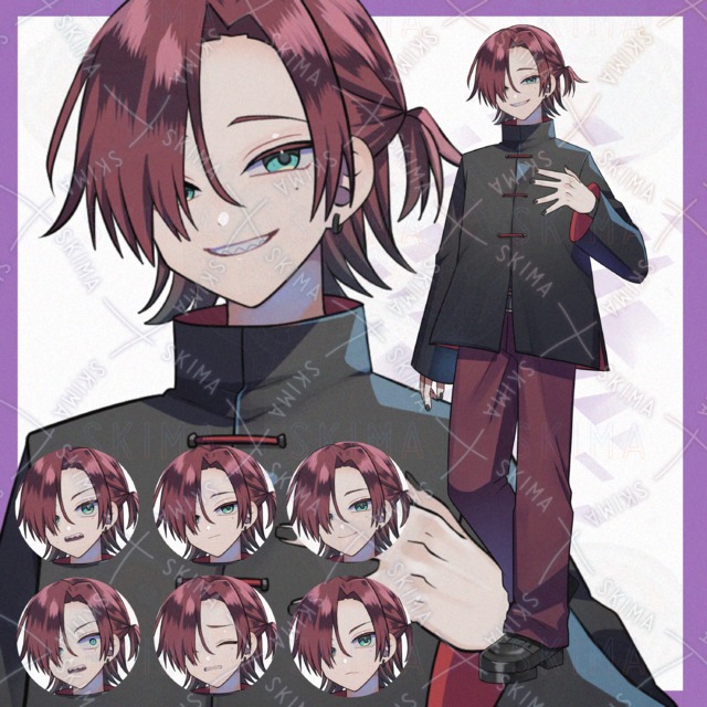 【表情7種】目隠れの中性的な青年