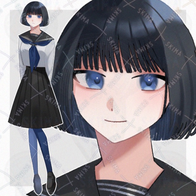 セーラー服の女性【表情5種】